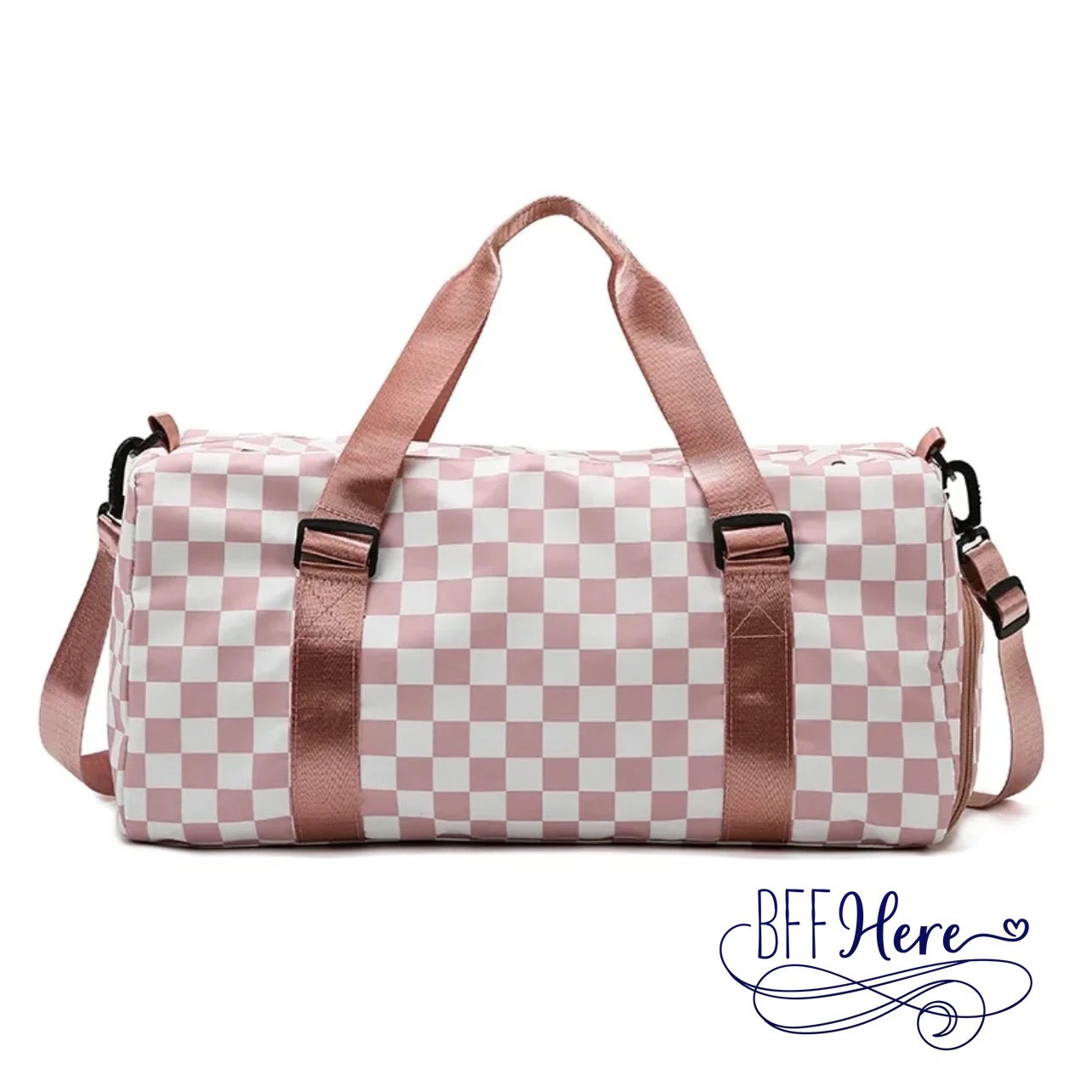 Check-In Chic: The Ultimate Checkered Duffle Delight / Choice of Color - BFF Here