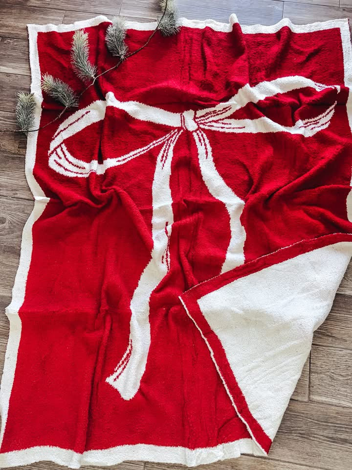 Red Bow Holiday Blanket - BFF Here
