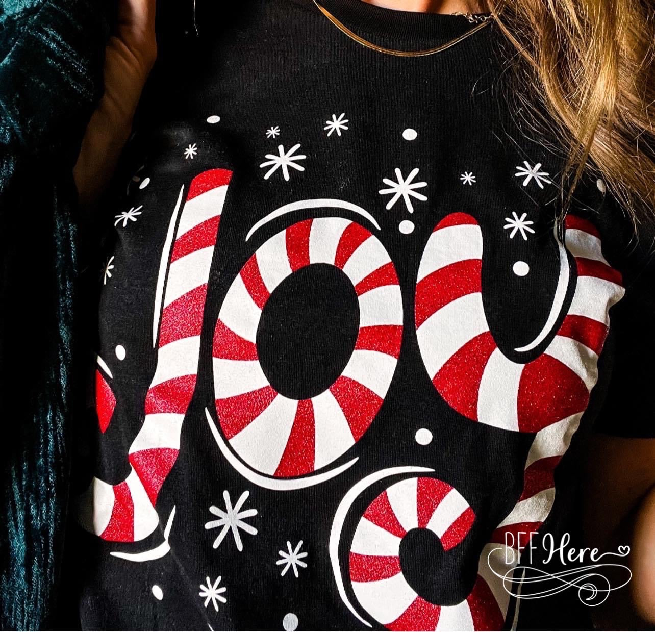 Striped Joy Tee: A Candy Cane Twist - BFF Here