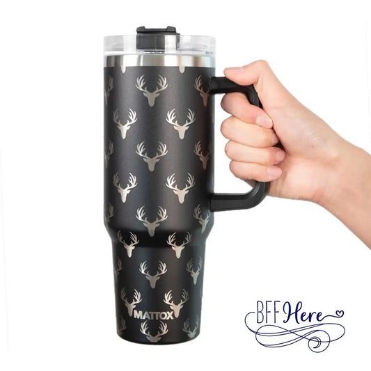 Rugged Wilderness: Deer Print Tumbler Cup - BFF Here