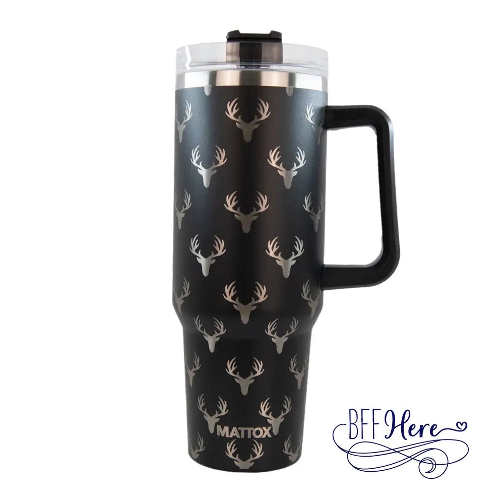 Rugged Wilderness: Deer Print Tumbler Cup - BFF Here