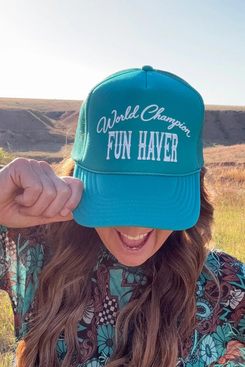 World Champion Fun Haver Cap / Turquoise by Sterling Kreek - BFF Here