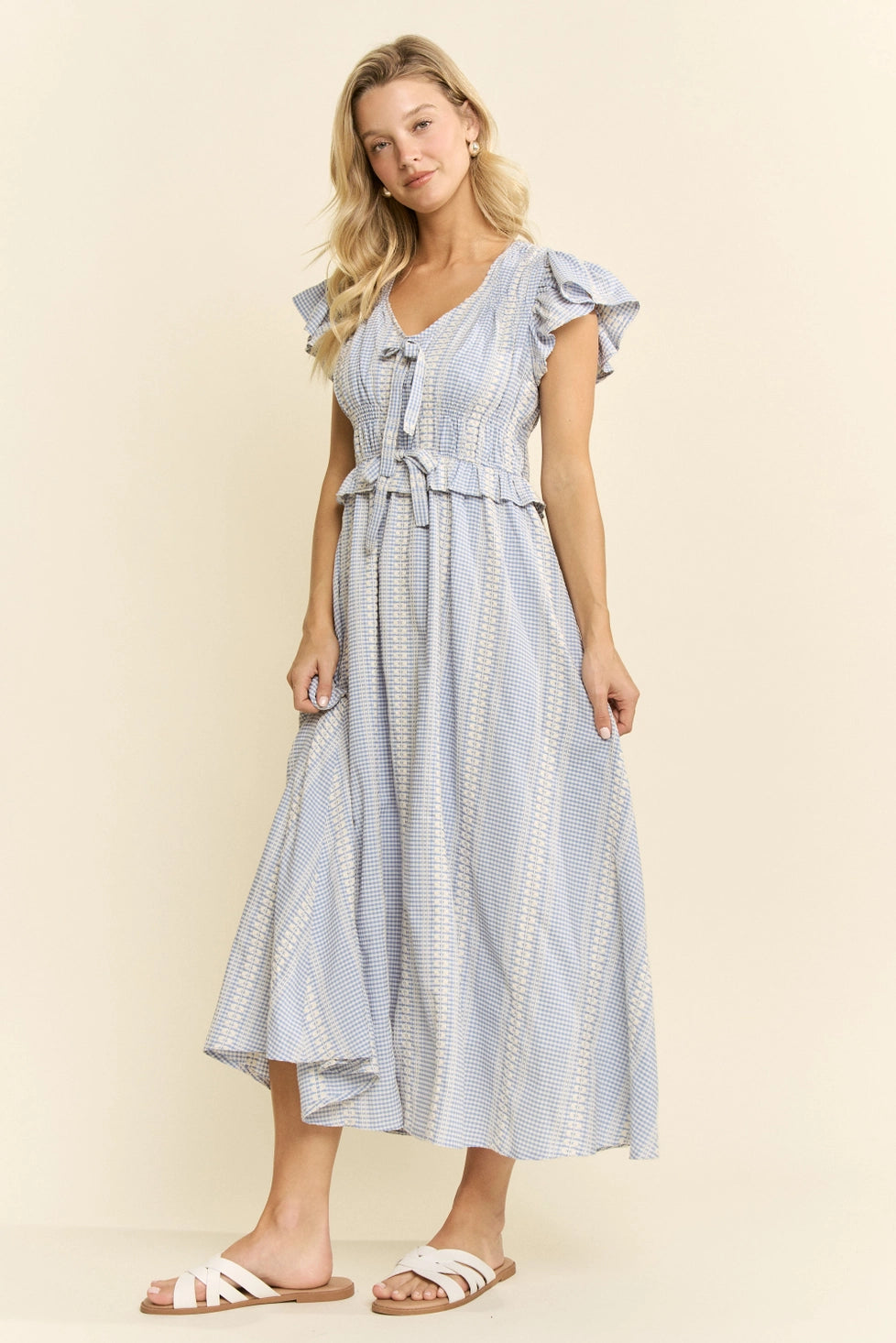 Vintage Check Smocked Midi Dress by Jade by Jane (Ships 2-3 weeks) - BFF Here