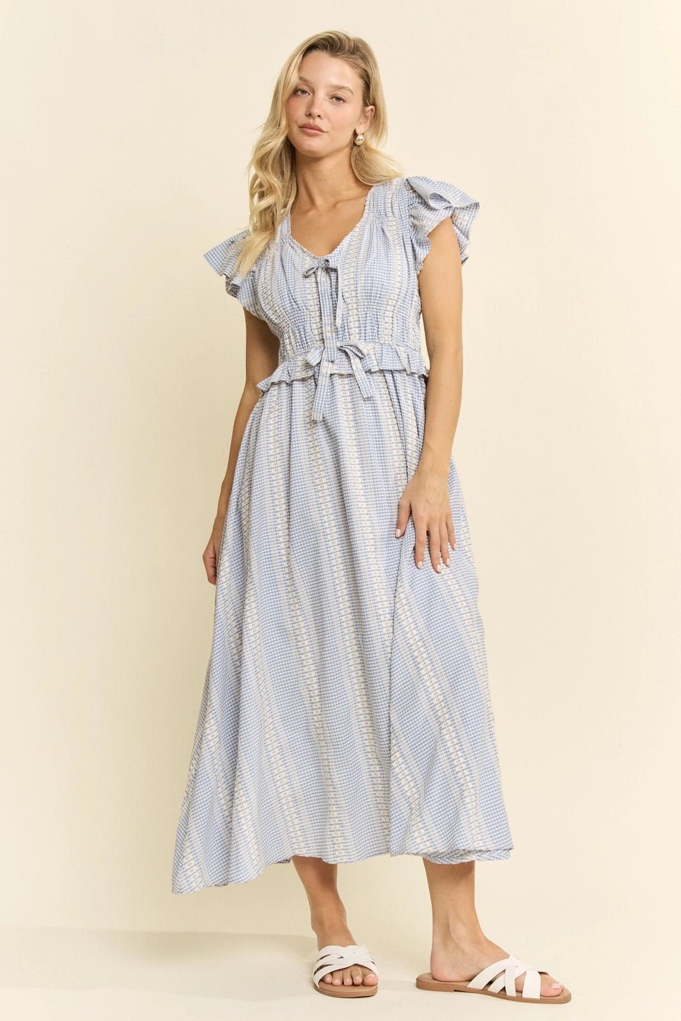 Vintage Check Smocked Midi Dress by Jade by Jane (Ships 2-3 weeks) - BFF Here