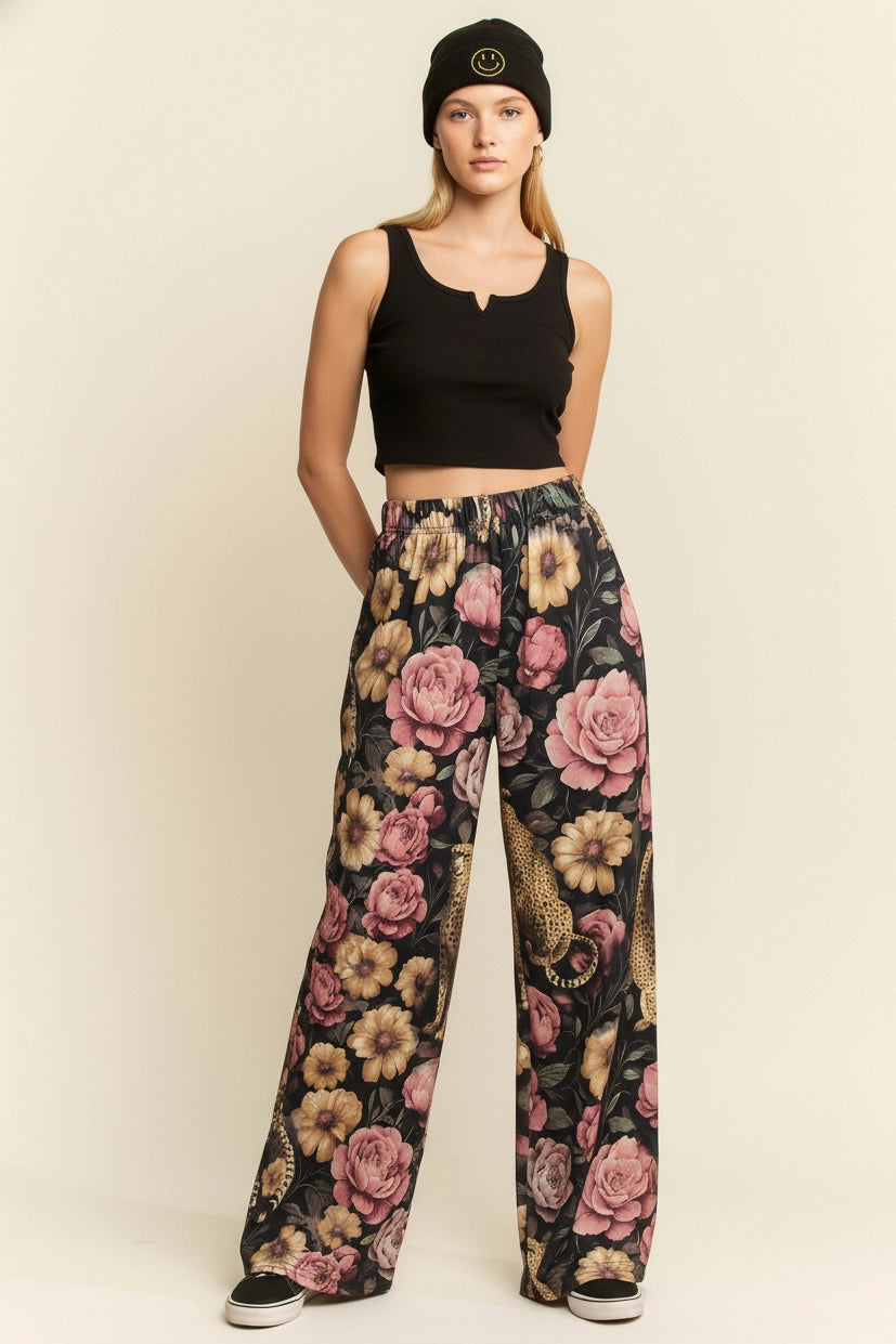 Floral Noir Cheetah Pants (ARRAY) by Jade by Jane (Ships 2-3 Weeks) - BFF Here