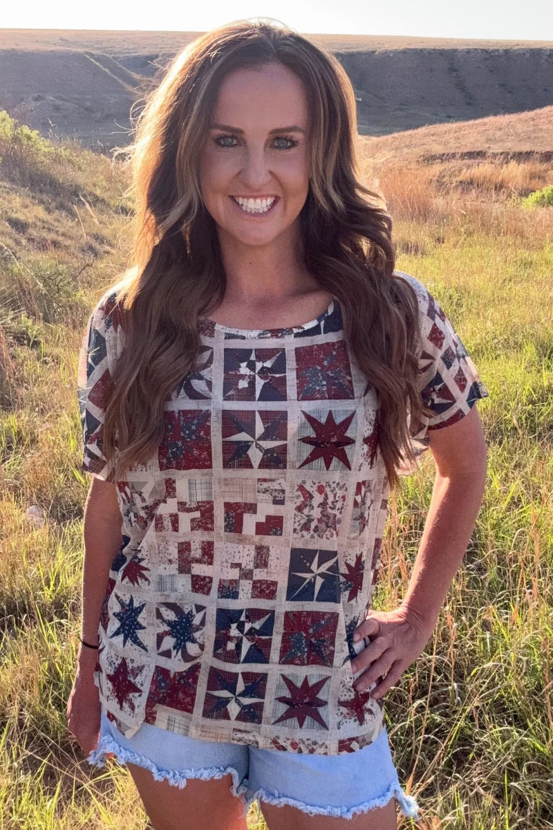 Patchwork Patriot Mesh Top by Sterling Kreek - BFF Here