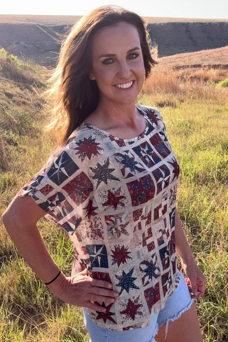 Patchwork Patriot Mesh Top by Sterling Kreek - BFF Here
