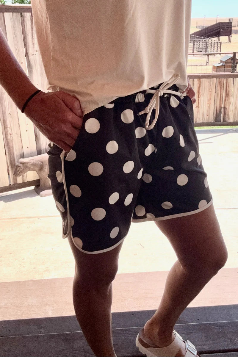 Polka Dot Posie Shorts - Long / Black by Sterling Kreek - BFF Here