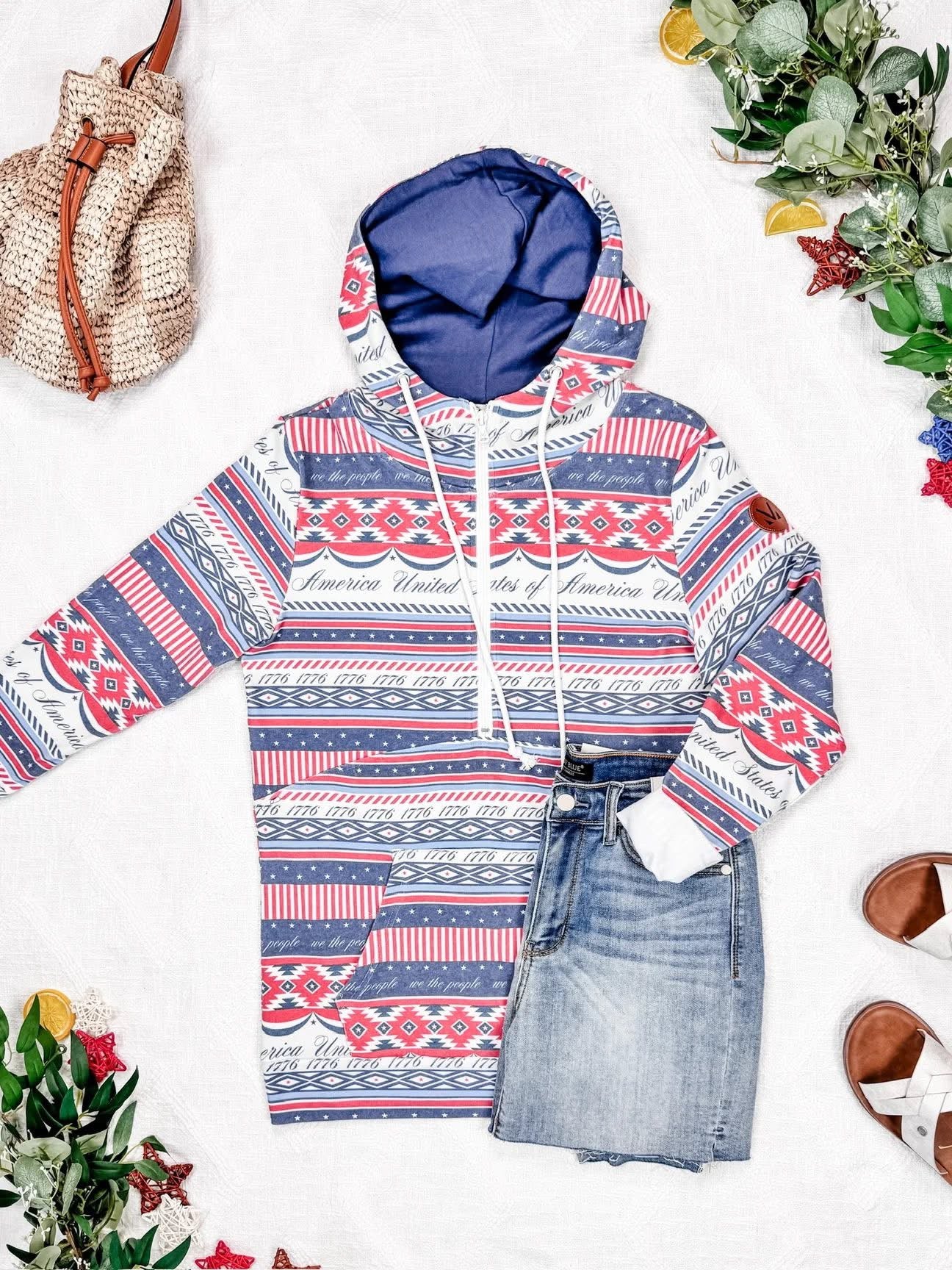 America Roots Half Zip Hoodie by Michelle Mae - BFF Here