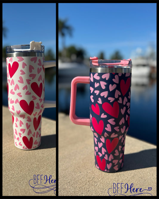 Heartful Sip: Large Heart Tumbler / Choice of Color - BFF Here