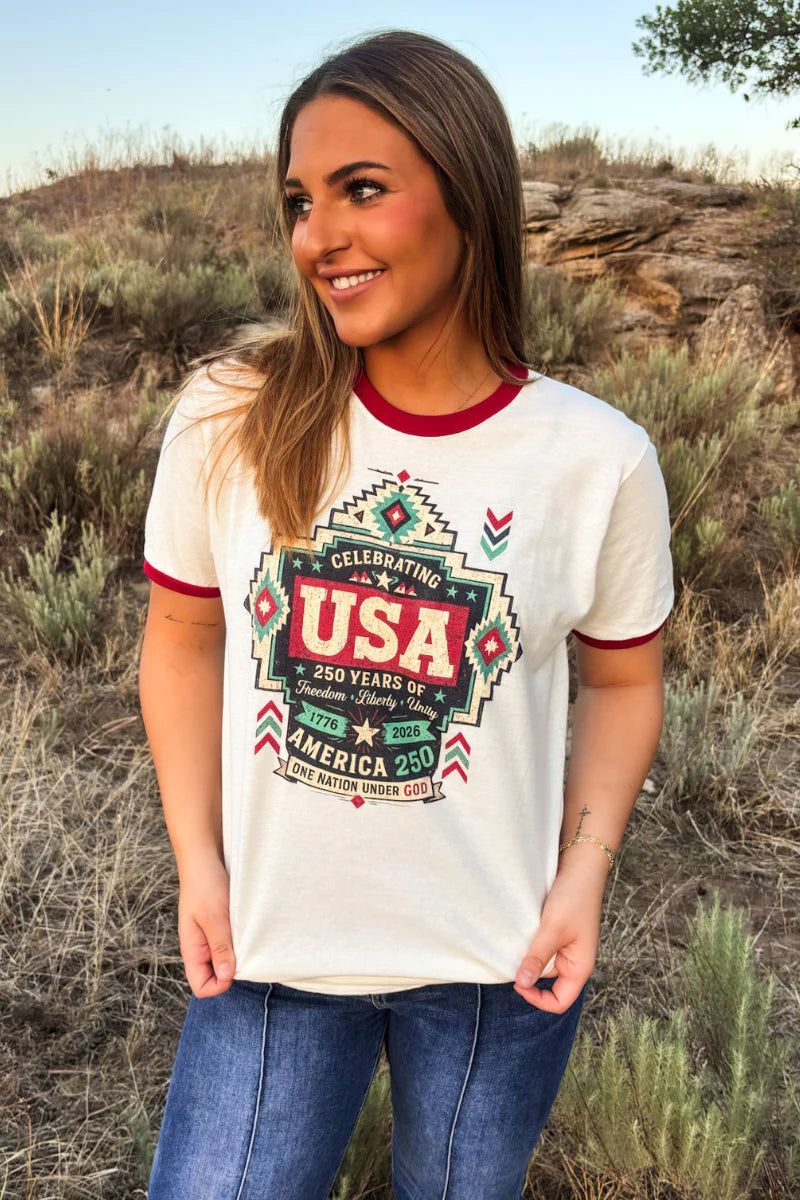 One Nation Ringer Tee by Sterling Kreek - BFF Here