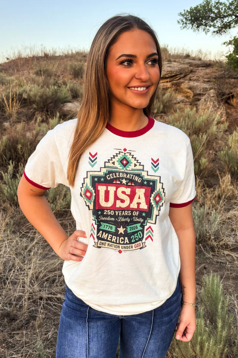 One Nation Ringer Tee by Sterling Kreek - BFF Here