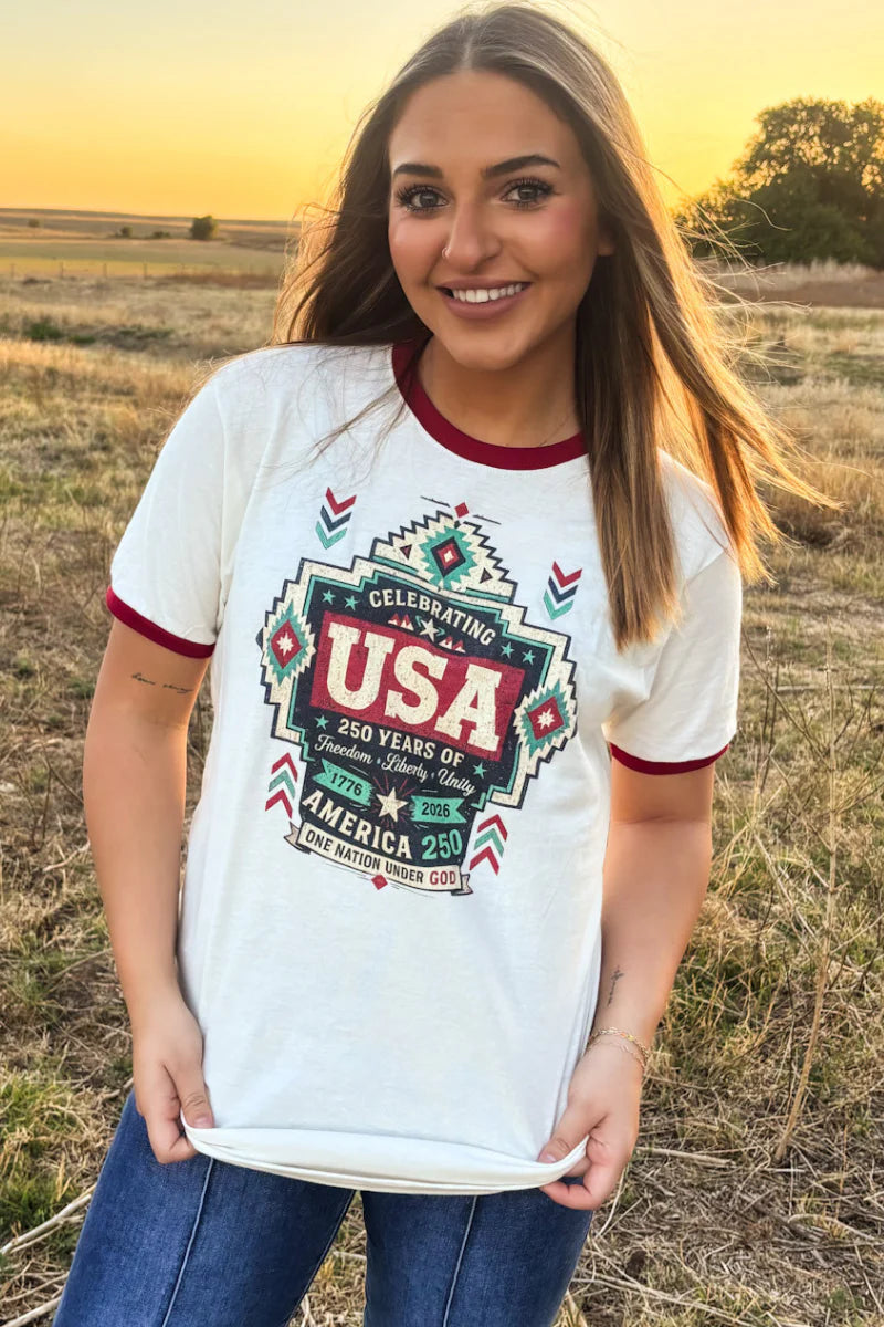 One Nation Ringer Tee by Sterling Kreek - BFF Here