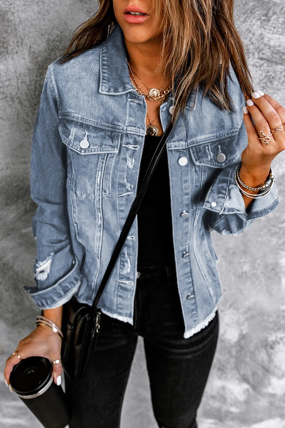 Rodeo Rebel Distressed Denim Jacket - BFF Here