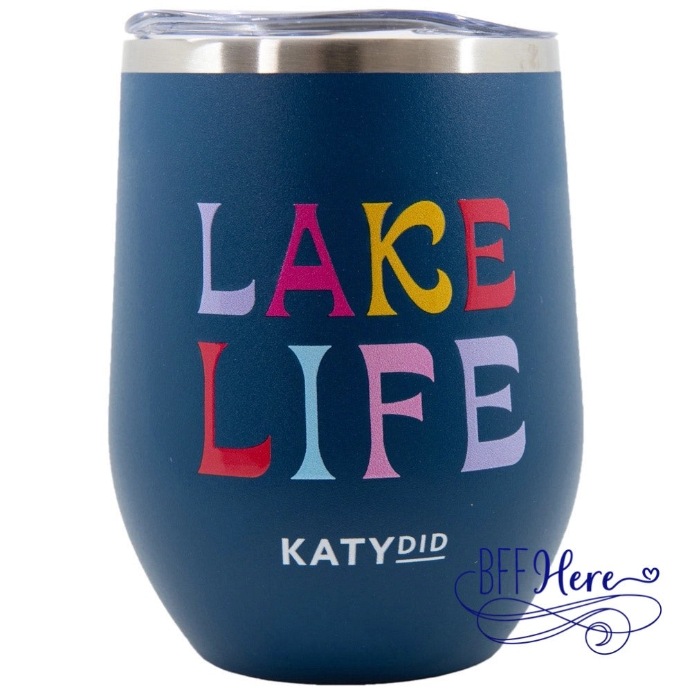 Lake Life Wine Tumbler with Lid - BFF Here