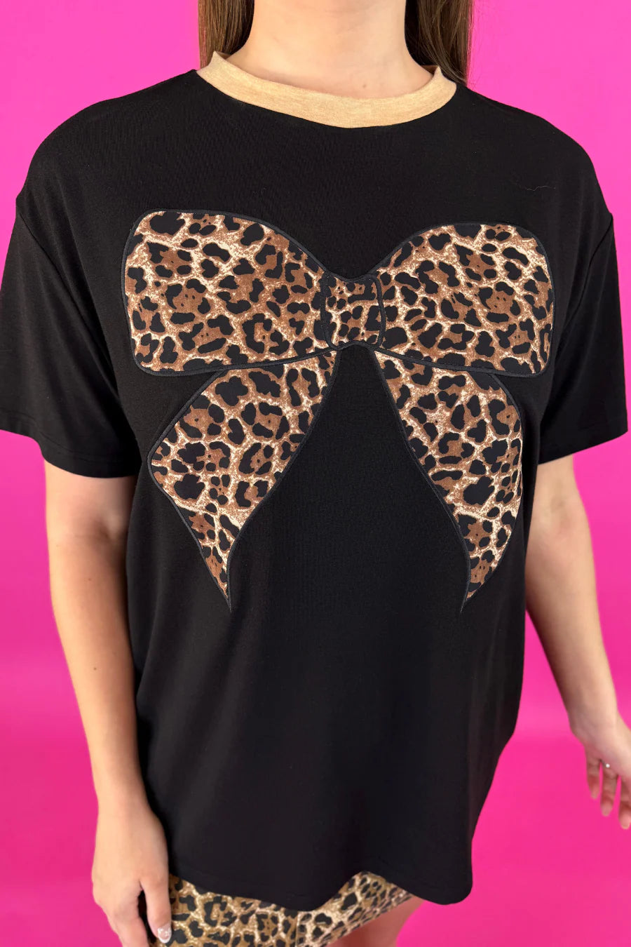 Leopard Bow Oversized Tee by Jess Lea - BFF Here