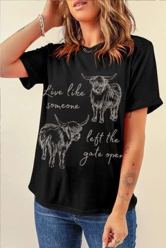 Gate Open Highland Cow Tee - BFF Here
