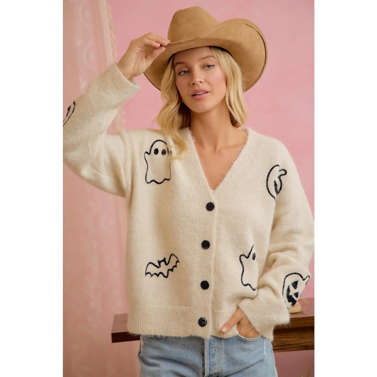 PREORDER: Halloween Ghost Pumpkin Button Cardigan by Bibi (ETA: September)