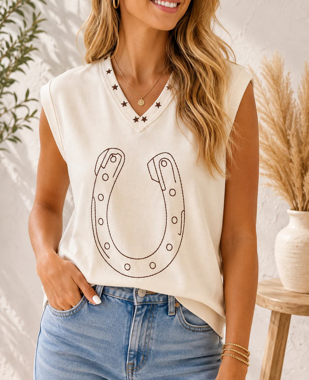 PREORDER: Lucky Horseshoe Star Sweater Vest (ETA: July)