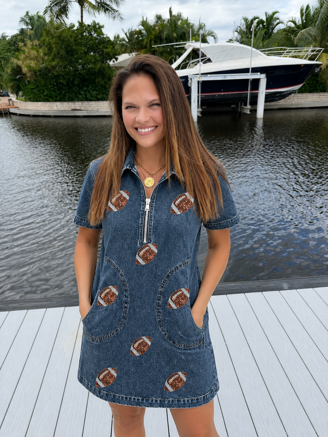 PREORDER: Game Day Denim Football Dress (ETA: July) – BFF Here