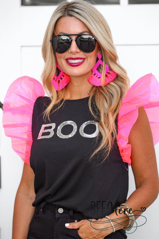 PREORDER: Hey Boo Sequin Patch Top by Jess Lea (Ships Beginning of September) - BFF Here