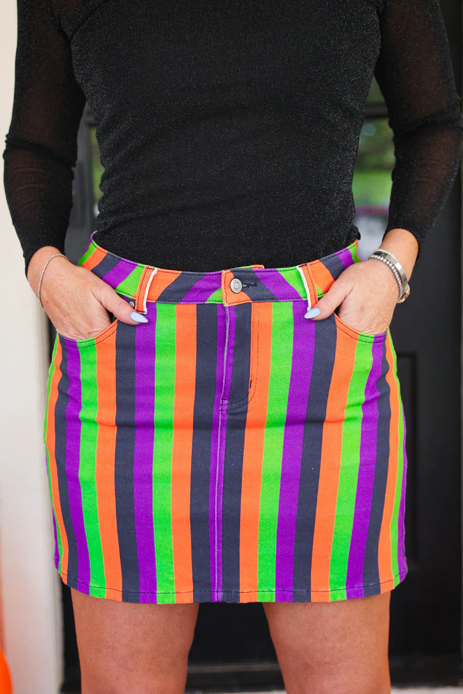 Spooky Nova Stripe Denim Skirt / Multi by Jess Lea - BFF Here