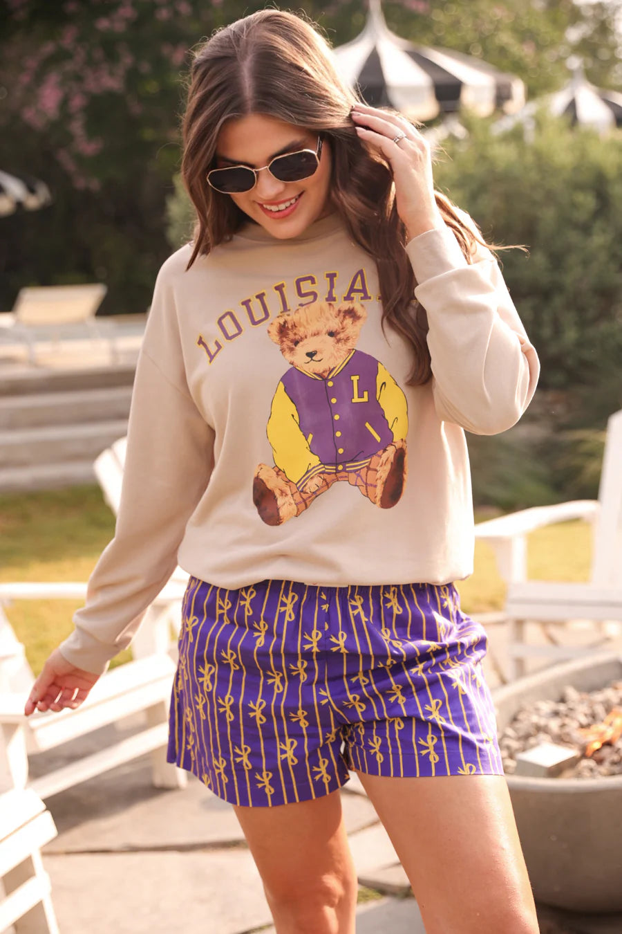 Bows And Goals Boxer Shorts- Purple/Yellow by Jess Lea - BFF Here