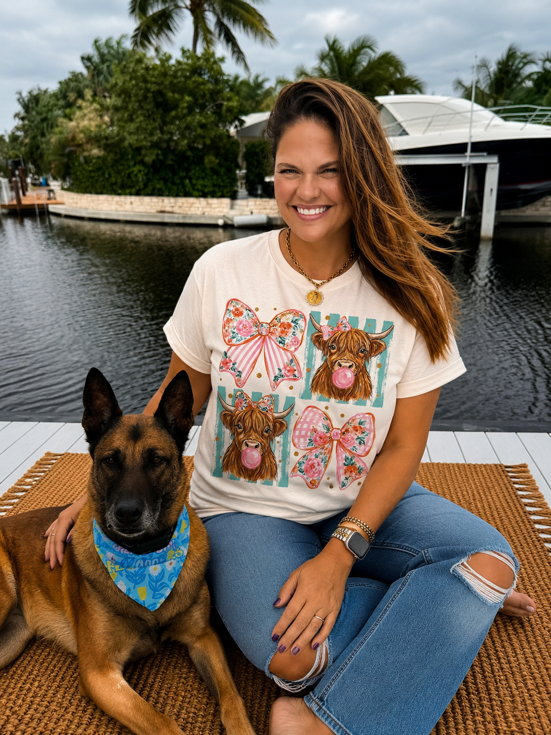 Western Bows & Bubblegum Highland Tee (Ships in 2 weeks)