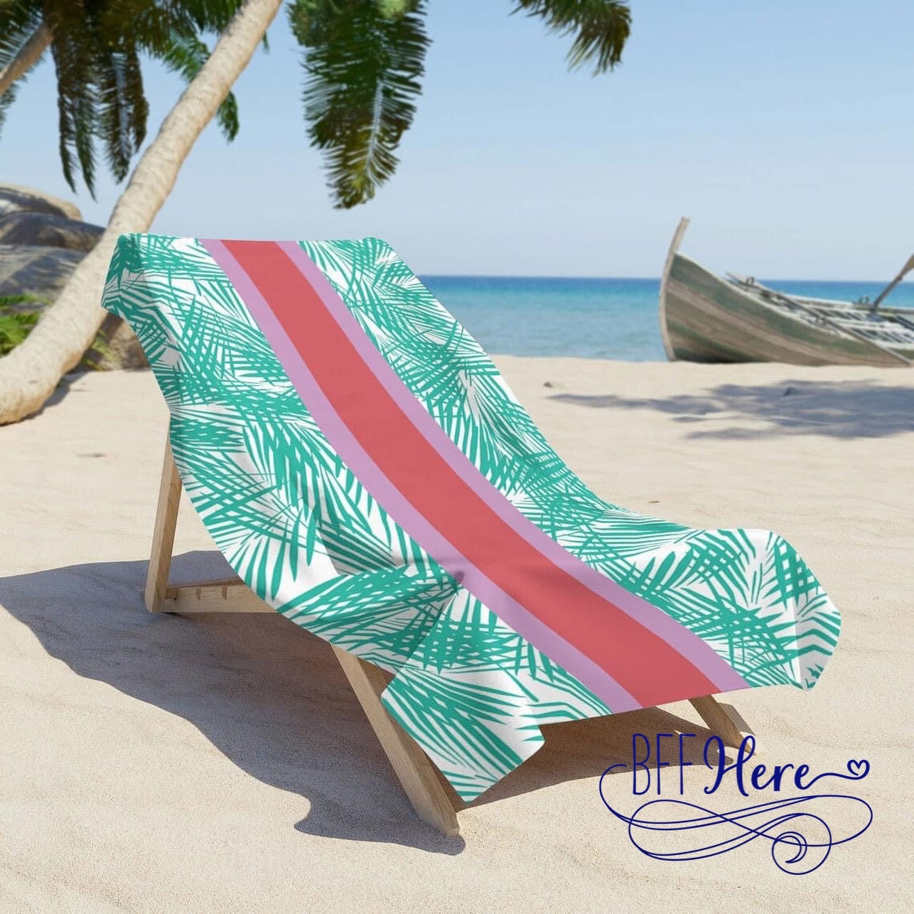 Tropical Breeze: Aqua Palm Beach Towel - BFF Here