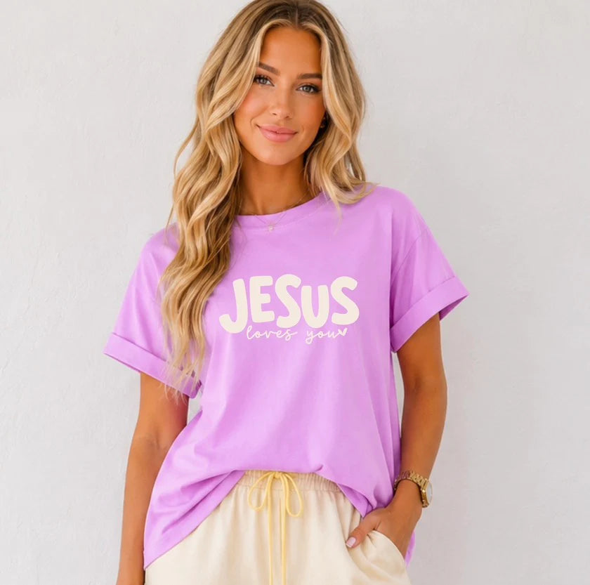 PREORDER: Jesus Loves You Neon Violet Tee (ETA: August)