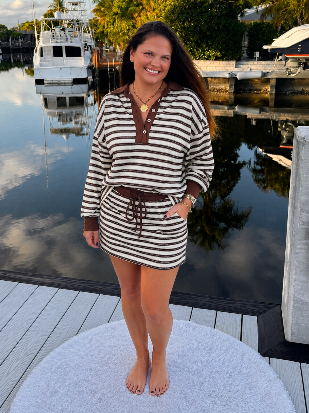 PREORDER: Chestnut Charm Striped Skirt Set (ETA: August)