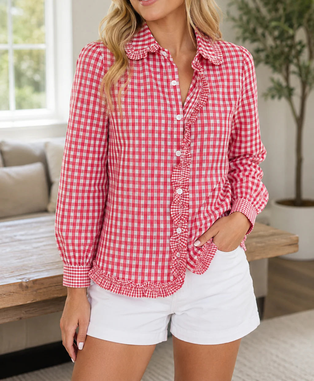 PREORDER: Cherry Picnic Frill Blouse (ETA: August)