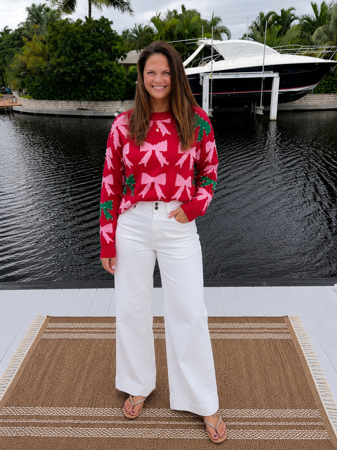 PREORDER: Holiday Pearl Bow Knit Sweater (ETA: August)