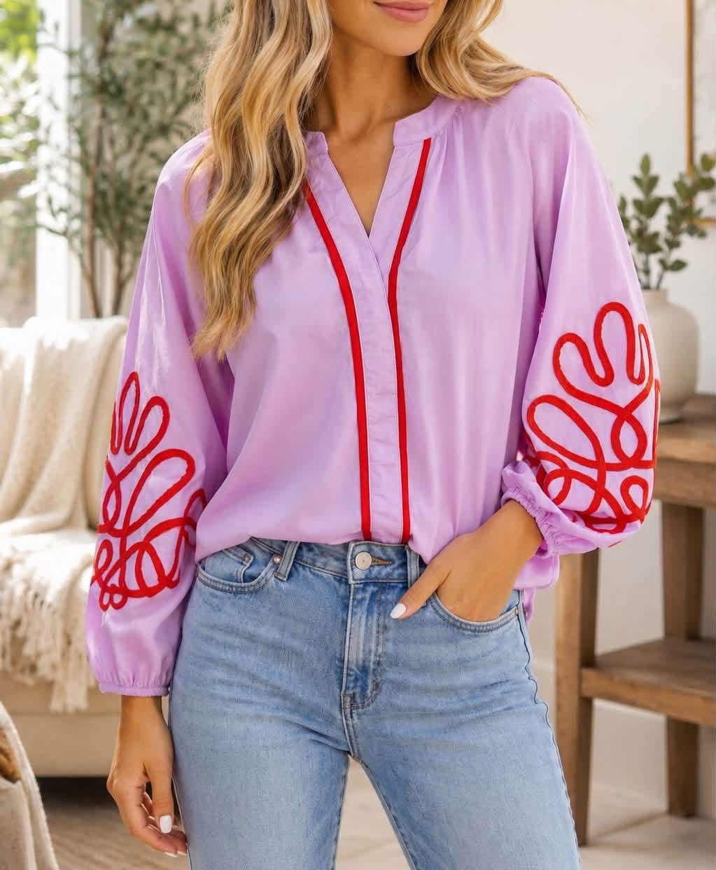 PREORDER: Lavender Charm Embroidered Blouse (ETA: August)