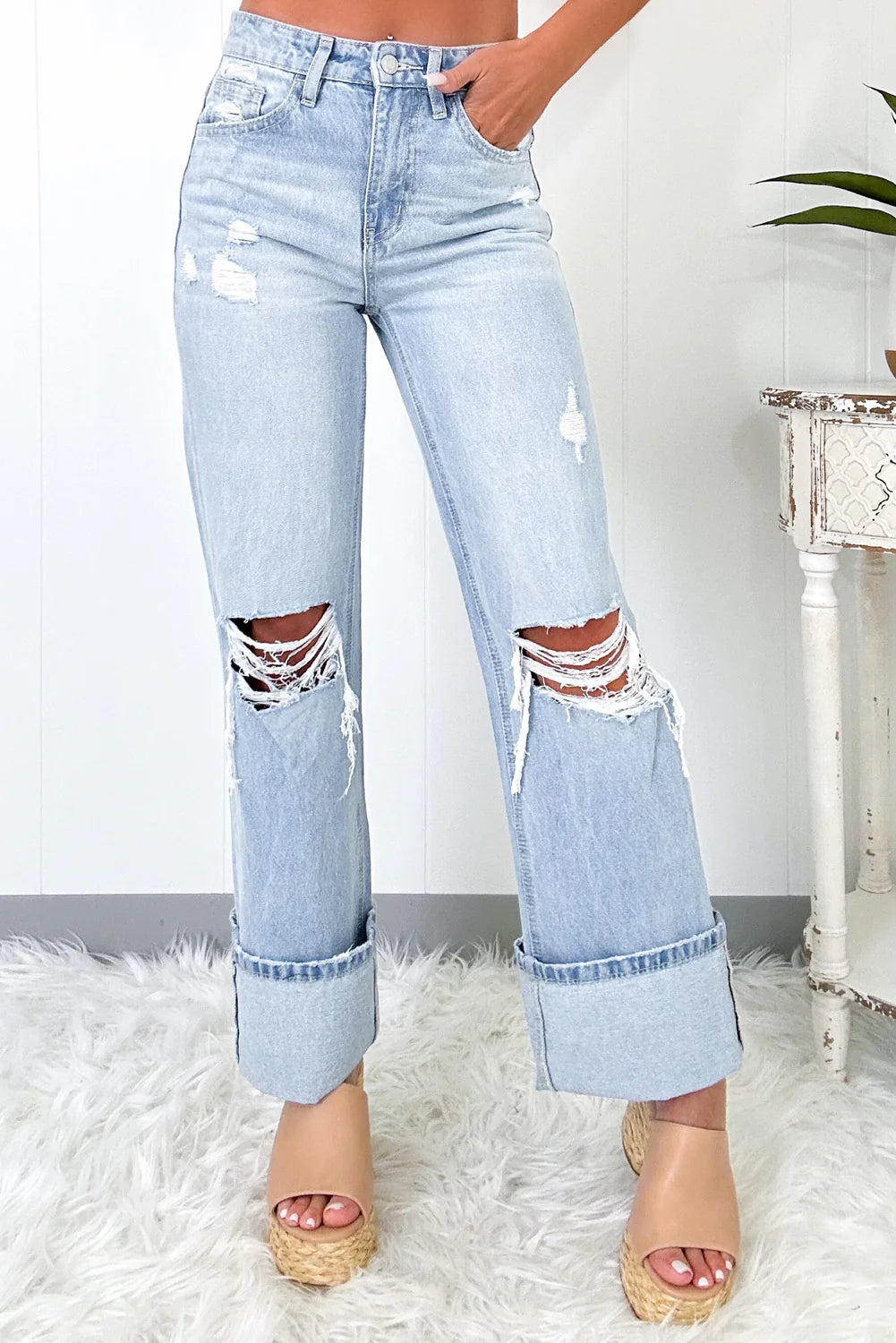 PREORDER: Weekend Cuffed Wide Leg Jeans (ETA: August )