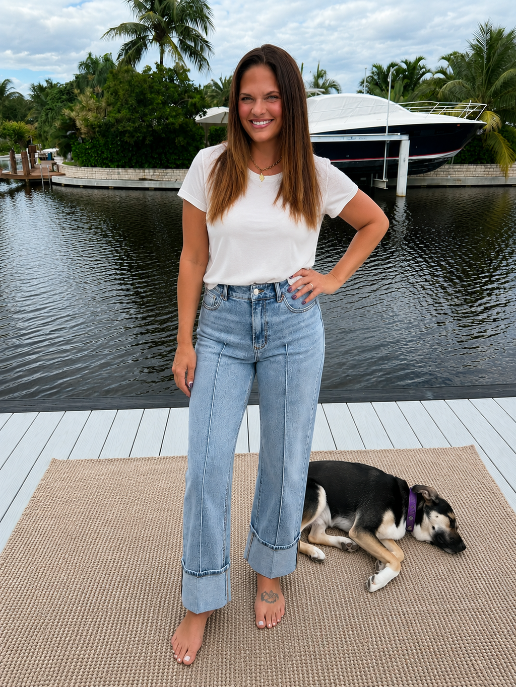 PREORDER: High Rise Cuffed Straight Leg Jeans (ETA: August )