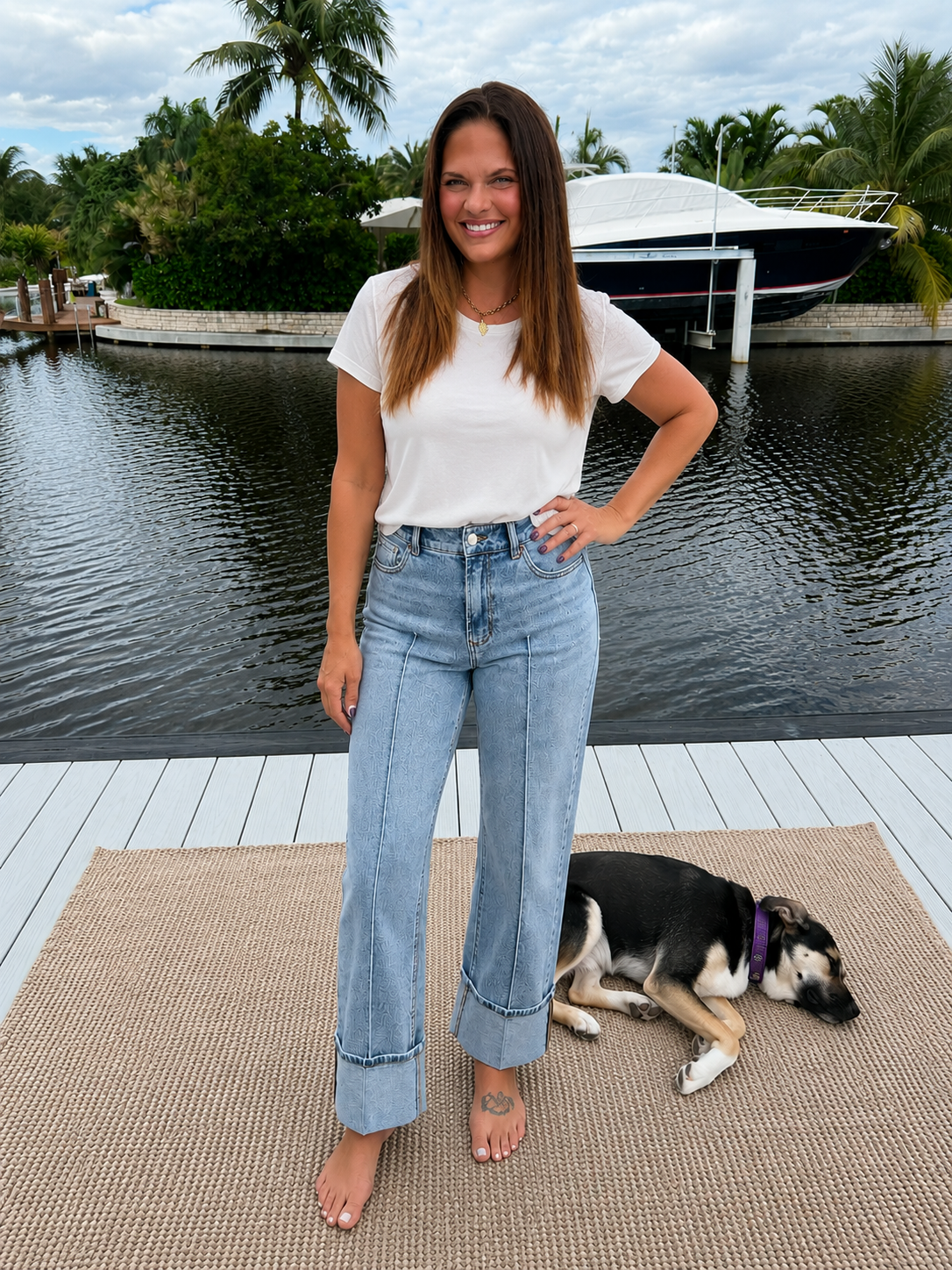PREORDER: High Rise Cuffed Straight Leg Jeans (ETA: August )