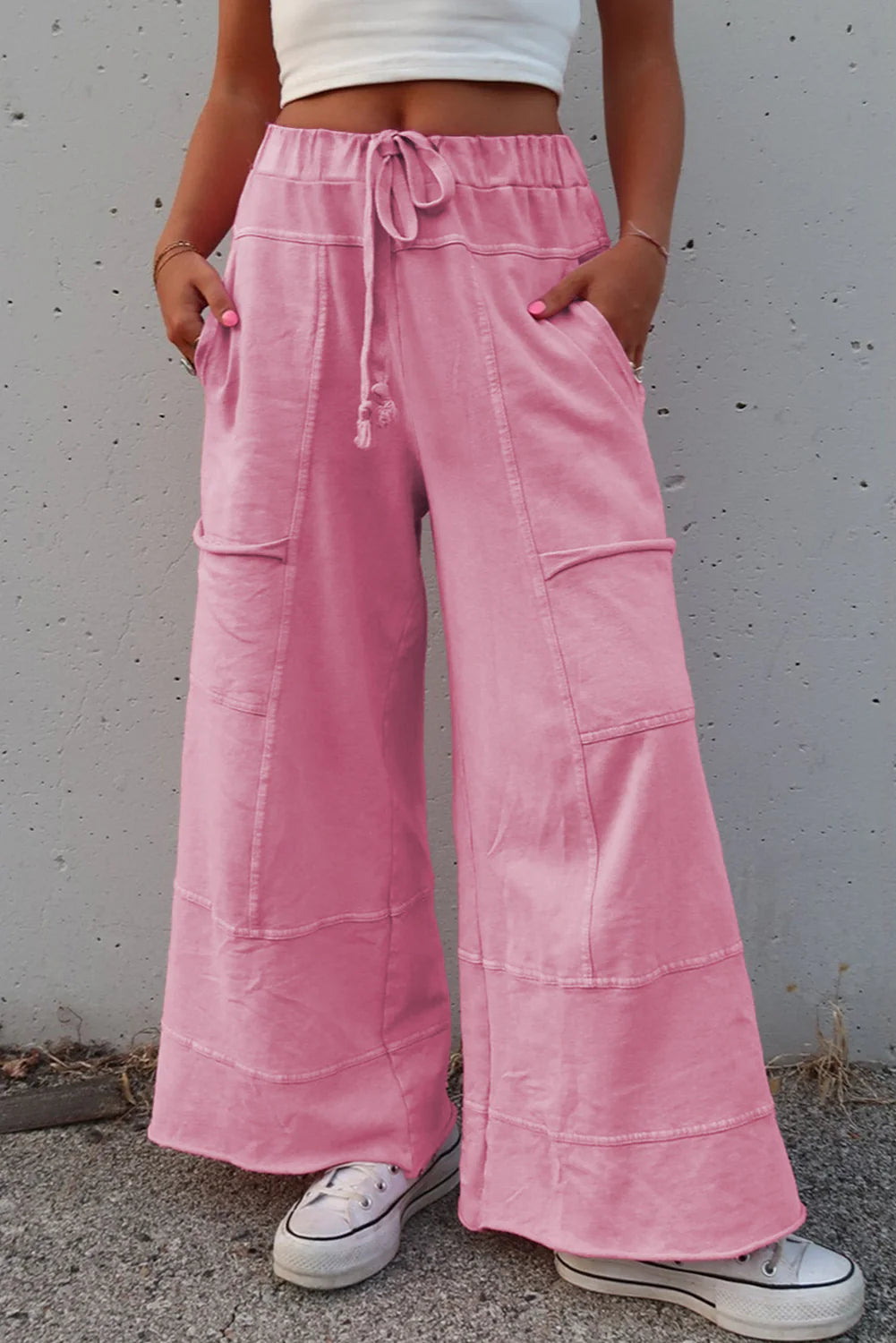 PREORDER: Pink Mineral Wash Wide Leg Pants (ETA: August)