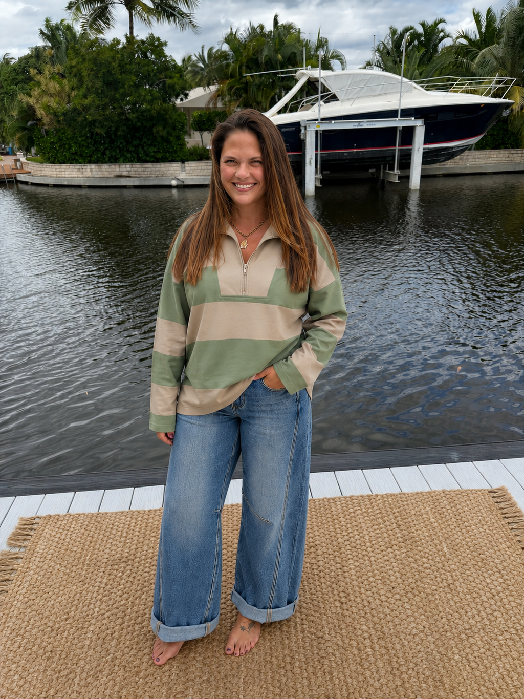 PREORDER: Olive Horizon Quarter Zip Pullover (ETA: August)
