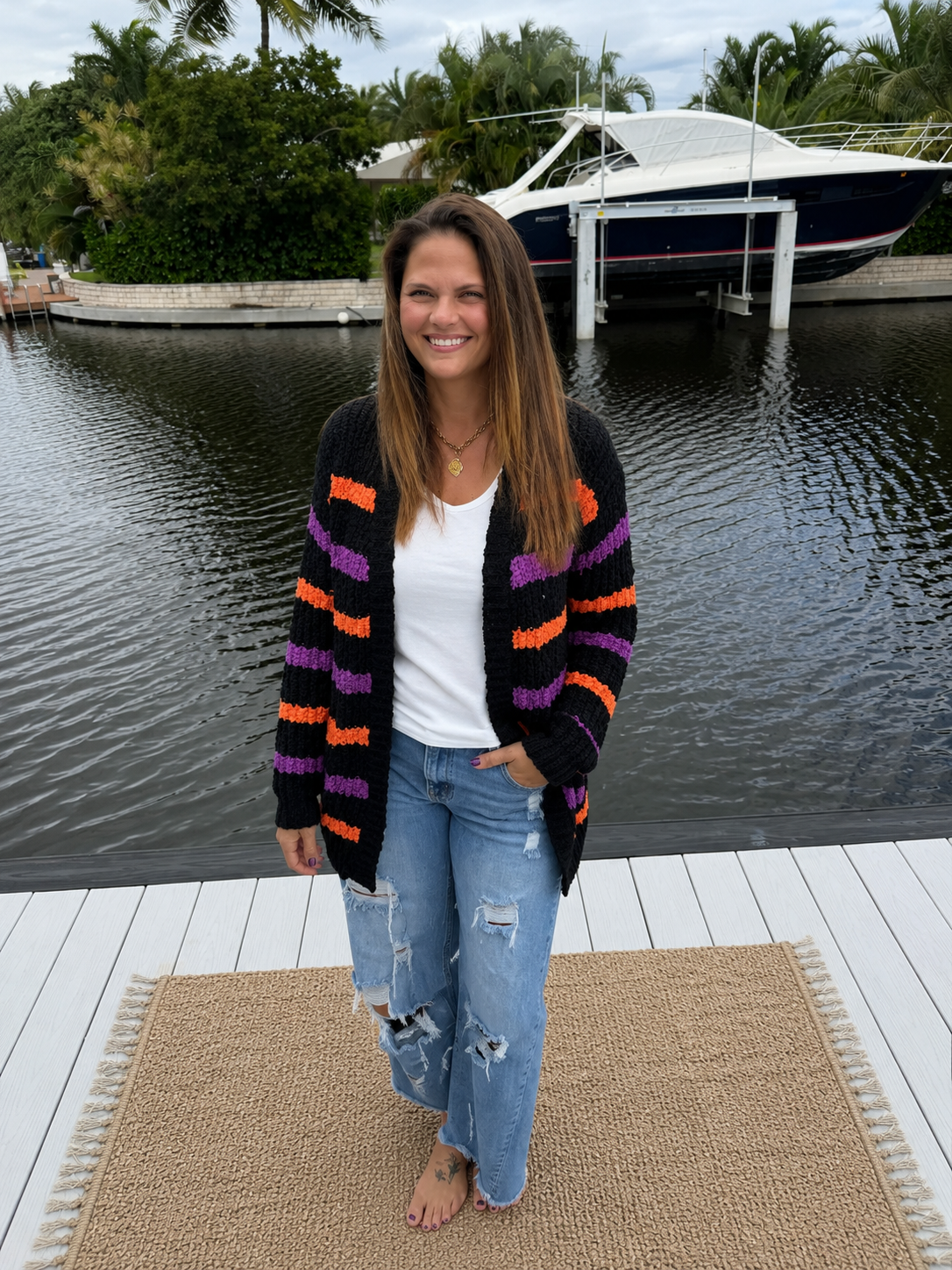 Halloween Striped Cardigan by Michelle Mae
