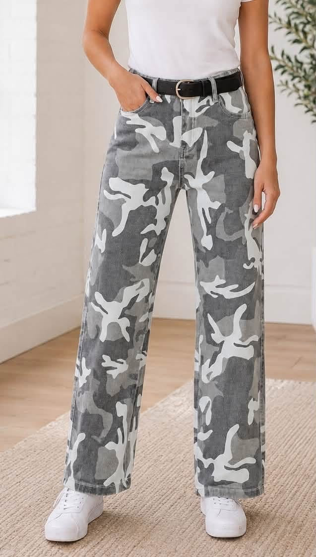 PREORDER: Ash Camo Straight Leg Jeans(ETA: August )