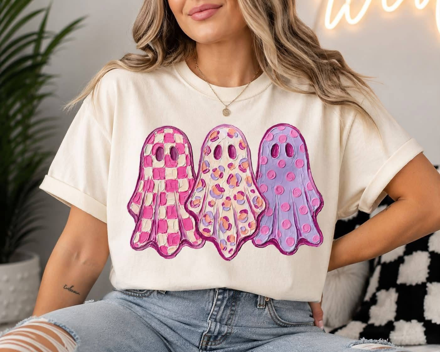PREORDER: Pink Patch Ghost Tee  (Ships in 2 weeks)