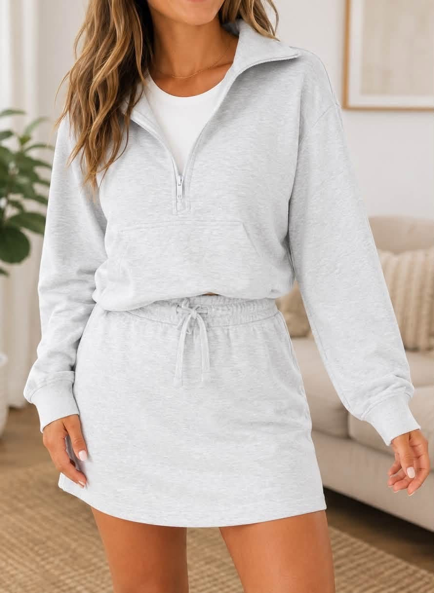 PREORDER: Cozy & Collected Half-Zip Skort Set  (ETA: August)