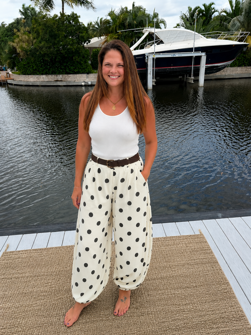 PREORDER: Classic Charm Polka Dot Harem Pants  (ETA: August)