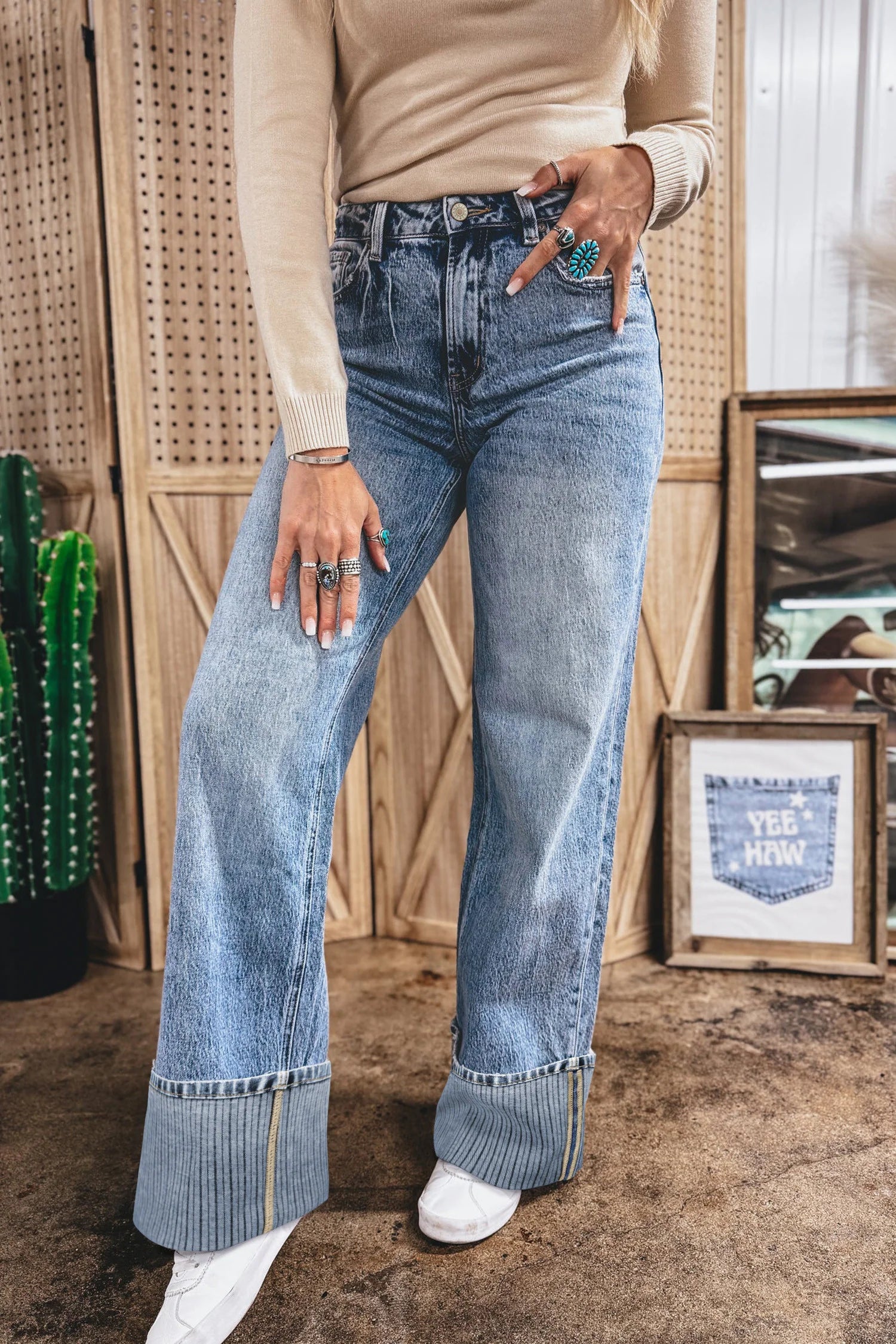 PREORDER: Everyday Cuffed Straight Leg Jeans (ETA: August )