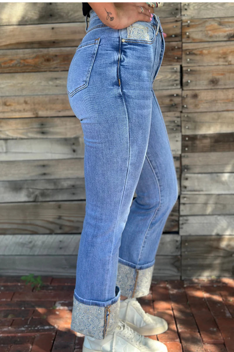 Kreek Embroidered Cuffed Jeans by Sterling Kreek - BFF Here