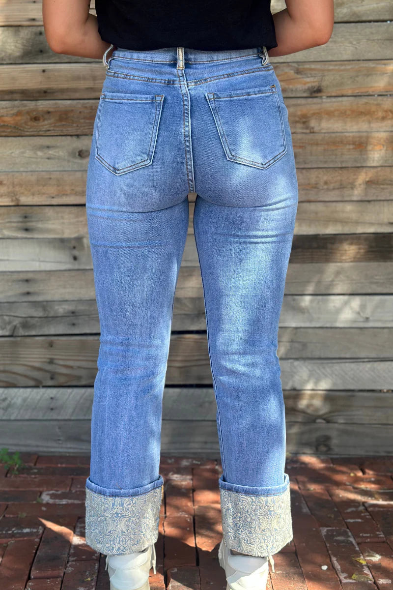 Kreek Embroidered Cuffed Jeans by Sterling Kreek - BFF Here