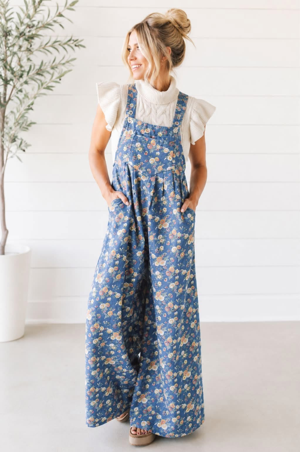 PREORDER: Bluebell Bloom Floral Wide Leg Jumpsuit (ETA: August)