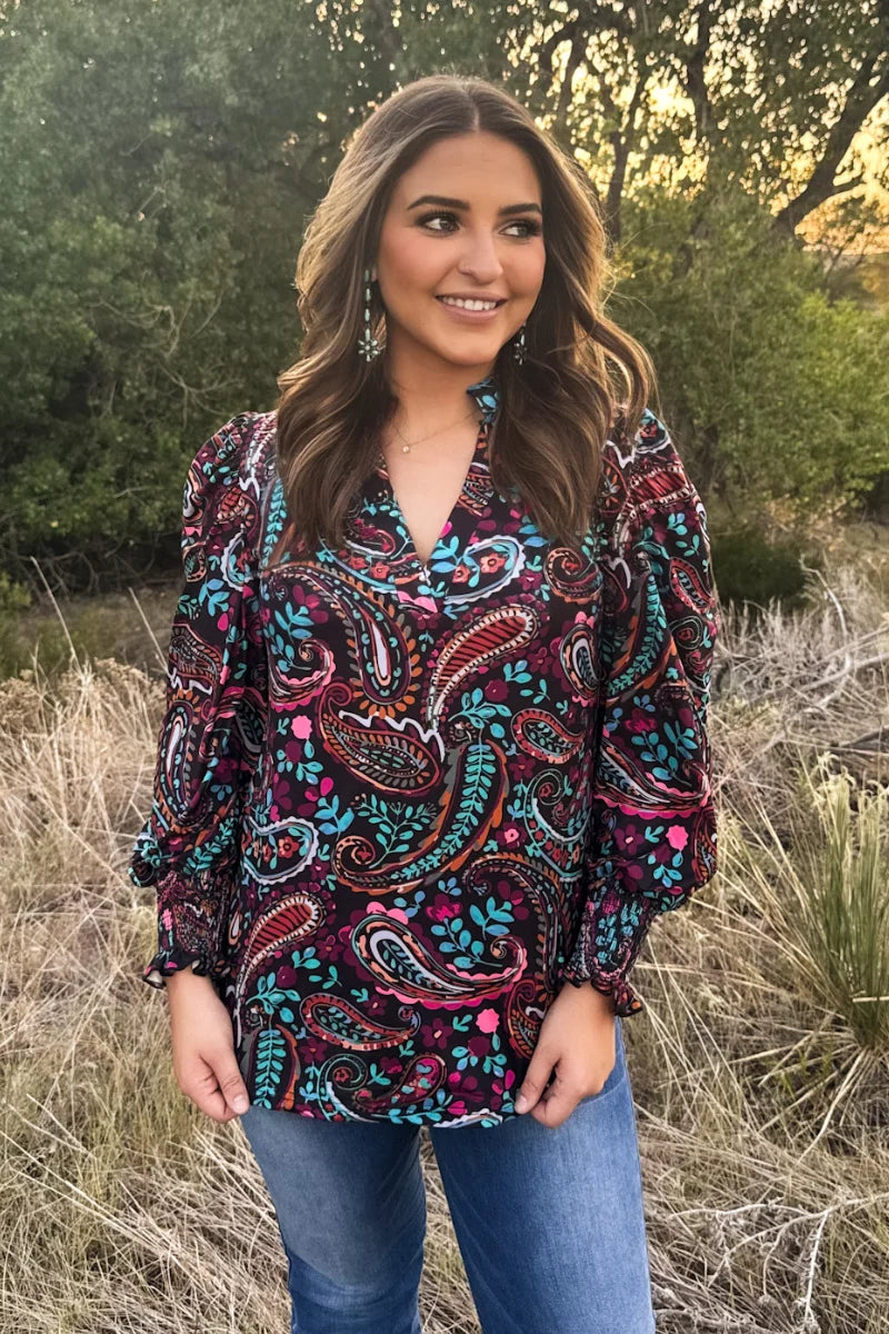 Wild Berry Paisley Top by Sterling Kreek (Ships in 1-2 weeks)