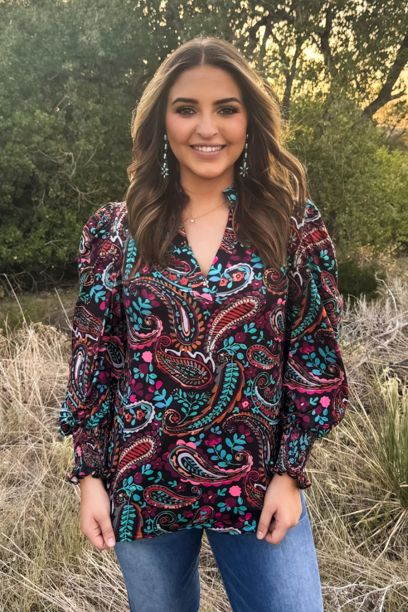 Wild Berry Paisley Top by Sterling Kreek (Ships in 1-2 weeks)